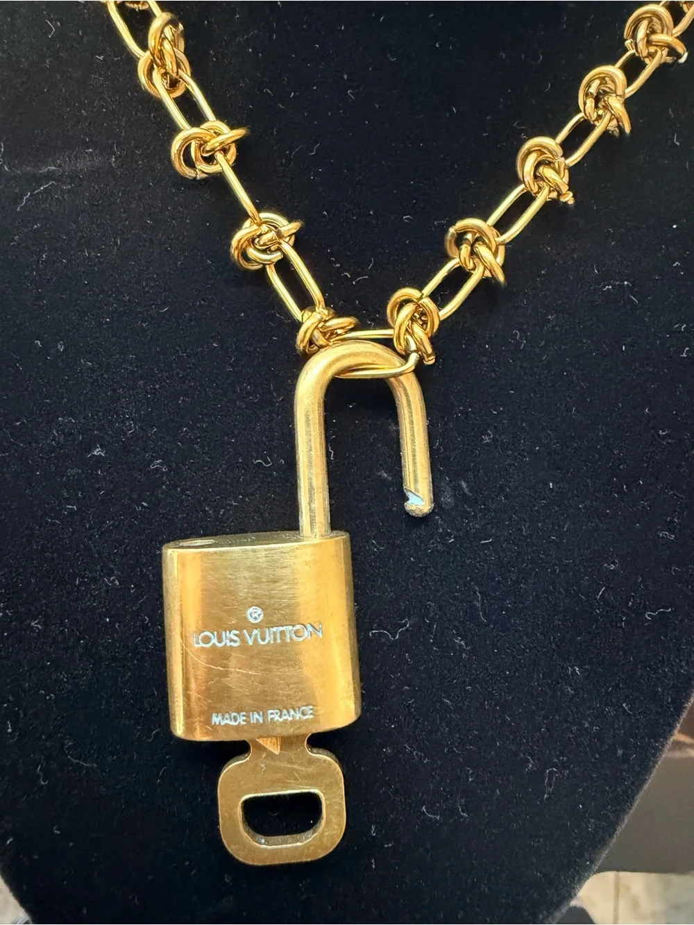 #315 Lock and Key Louis Vuitton Gold-Tone  Pendant Necklace